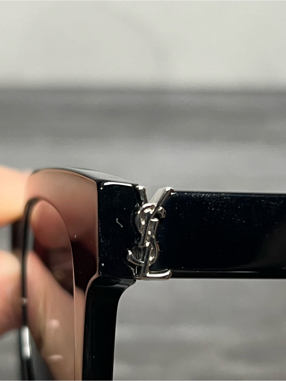 Saint Laurent Black Gloss Sunglasses with Silver Accents - Picture 4 of 11
